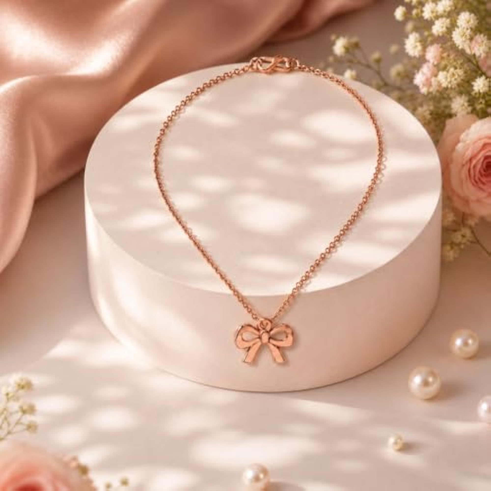 Toned Bow Pendant Necklace for Women